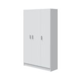 VITA White 3 Door Broom Cupboard - Modular Kitchen & Utility Room Cleaning Storage Cabinet - H: 180cm x W: 109cm x D: 37cm.