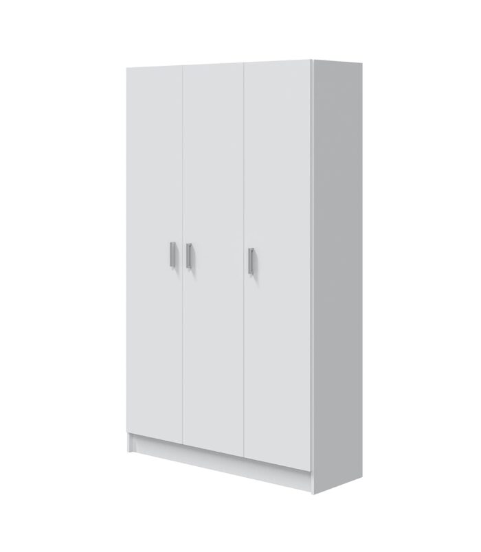 VITA White 3 Door Broom Cupboard - Modular Kitchen & Utility Room Cleaning Storage Cabinet - H: 180cm x W: 109cm x D: 37cm.