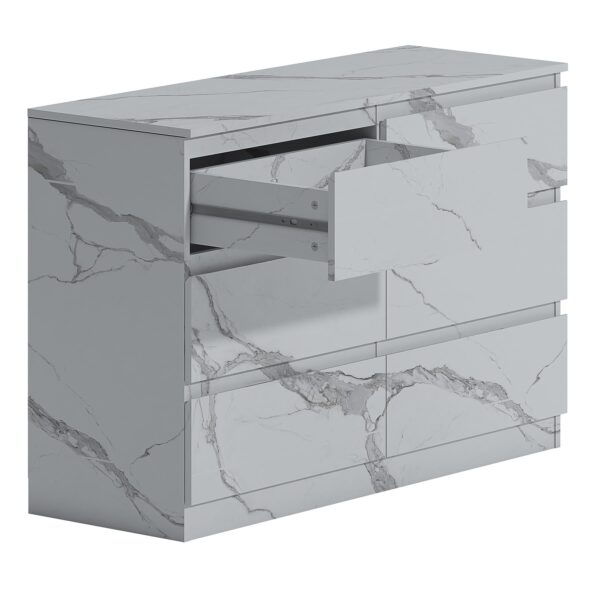 ZITA Bedroom Furniture Range Wardrobe Chest Bedside in White Marble Effect - Image 41