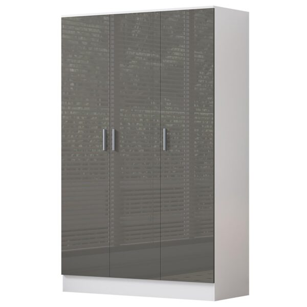 REFLECT High Gloss Bedroom Furniture Wardrobe Chest Bedside Desk in Grey/White - Image 47