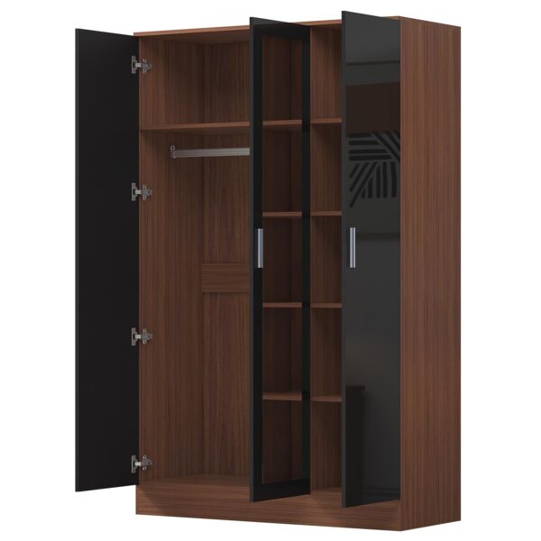 REFLECT High Gloss Bedroom Furniture Wardrobe Chest Bedside Desk - Black/Walnut - Image 93