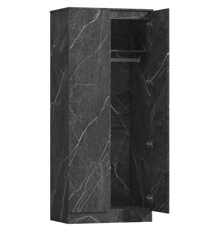 ZITA Grey Marble Effect 2 Piece Wardrobe Bundle - 2 x 2-Door Wardrobes, (L) 50cm x (W) 76cm x (H) 180cm.