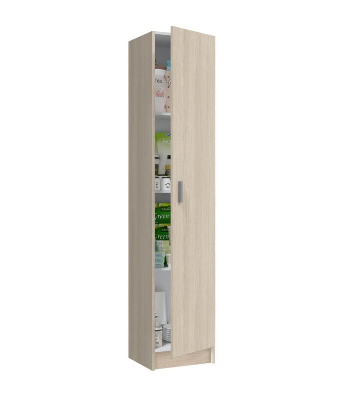 VITA Oak Utility Storage Cupboard - 1 Door Cabinet with 3 Shelves - Modular Storage for Kitchen or Utility Room.