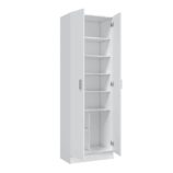 Vita White 2 Door Shoe & Boot Cupboard - Modular Kitchen Utility Room Cleaning Cabinet - H: 180cm x W: 59cm x D: 37cm.