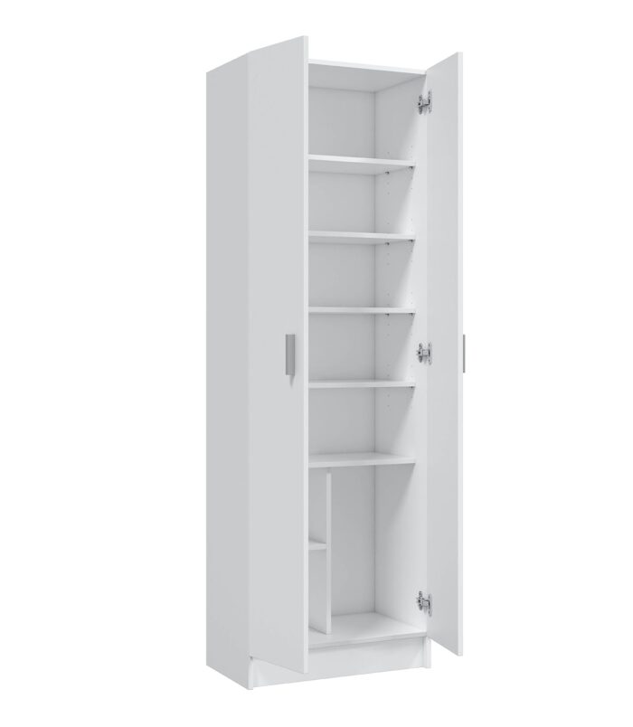 Vita White 2 Door Shoe & Boot Cupboard - Modular Kitchen Utility Room Cleaning Cabinet - H: 180cm x W: 59cm x D: 37cm.