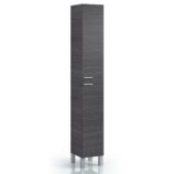 Baltic Grey Ash Wood Effect Tall 2 Door Bathroom Storage Cabinet, Organiser for Toiletries & Towels - H: 182cm x W: 30cm x D: 25cm.
