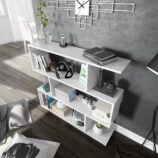 3 Tier Open Low Wide Storage Unit with Compartments, Freestanding Display Bookshelf for Living Room, Kids Playroom & Study - White.