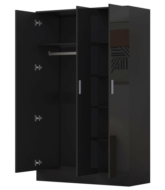 2 door wardrobe black