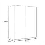 ARM White 2 Door Sliding Wardrobe 150cm Wide Contemporary Design.