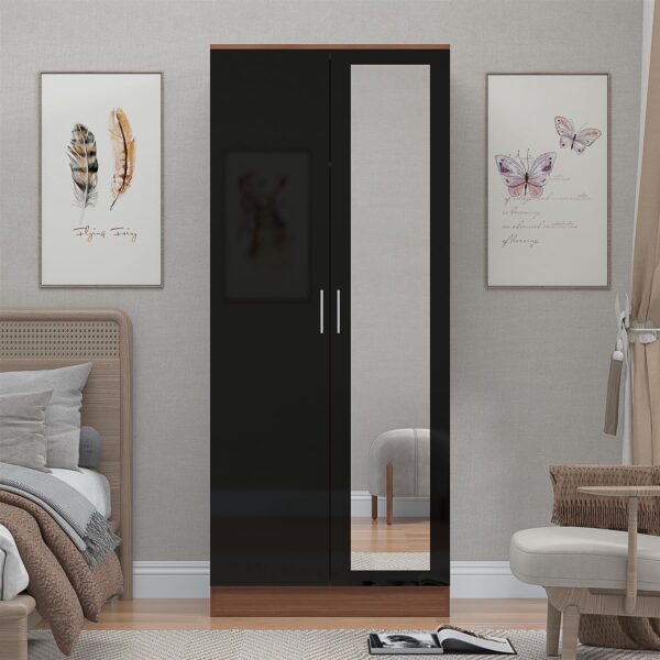 REFLECT Gloss Bedroom Furniture 2 Door Mirrored Wardrobe - 4 Colour Options - Image 4