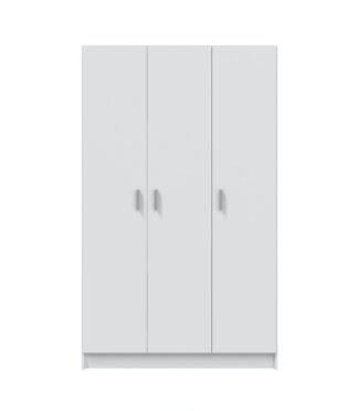 VITA White 3 Door Broom Cupboard - Modular Kitchen & Utility Room Cleaning Storage Cabinet - H: 180cm x W: 109cm x D: 37cm.