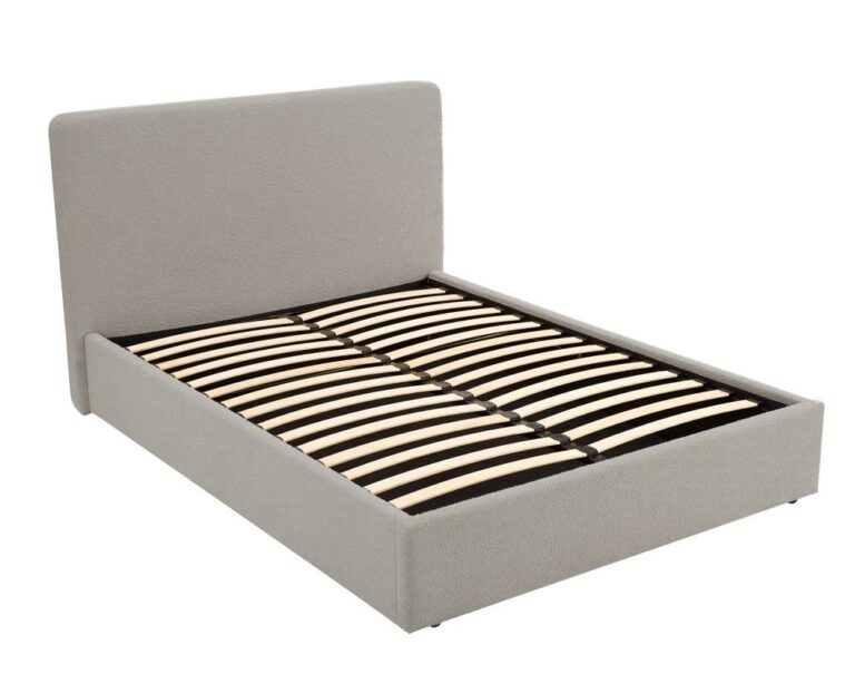 TEDDY BOUCLE 4FT6 Double Gas Lift Up Ottoman Storage Bedframe (H: 113cm x W: 155cm x L: 210cm) (Grey) - Image 5