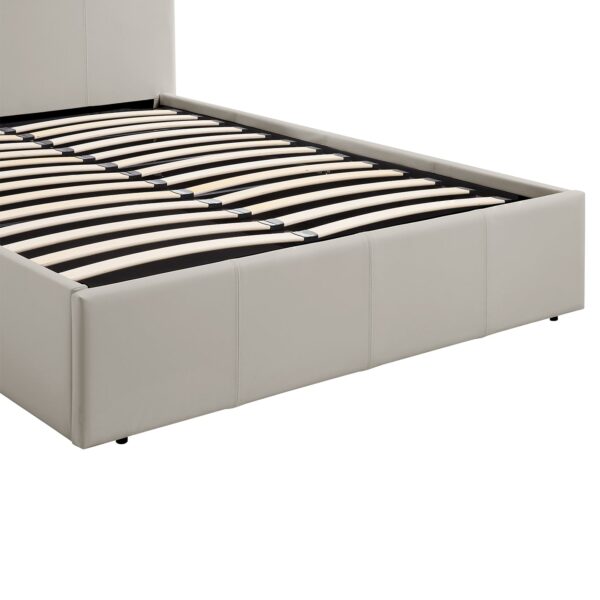 LUNA Faux Leather Ottoman Storage Bedframe in Beige 4 Size + Mattress Options - Image 57