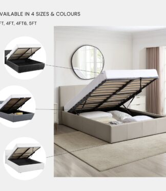 LUNA Faux Leather Gas Lift Ottoman Storage Bedframe in 4 Colour & Size Options