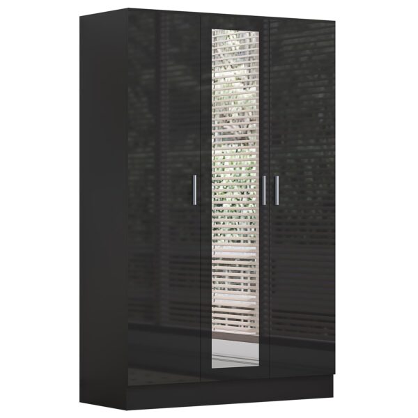 REFLECT Gloss 4pc Set - 3 Door Mirrored Wardrobe + 5 Draw Chest + Bedside + Desk - Image 27