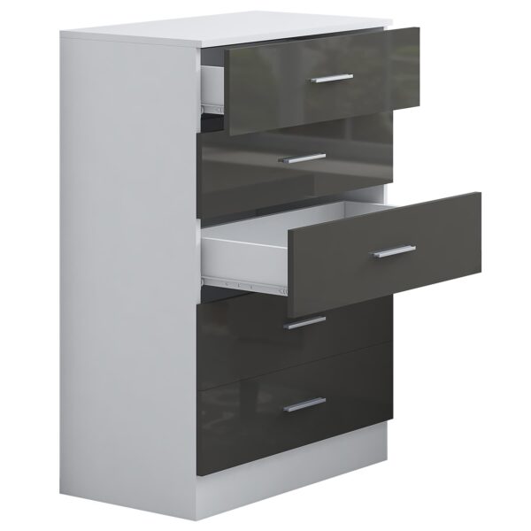 REFLECT Gloss Bedroom Furniture Tall 5 Drawer Chest of Drawers - 4 Colour Option - Image 13