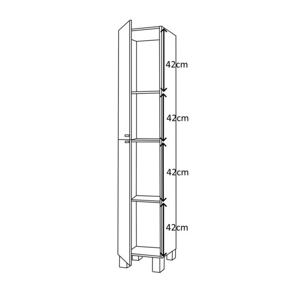 Baltic White Tall 2 Door Bathroom Storage Cabinet - Organiser for Toiletries & Towels - H: 182cm x W: 30cm x D: 25cm.