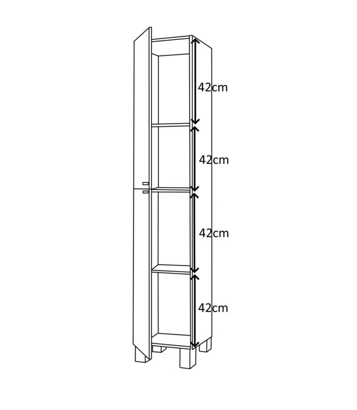 Baltic White Tall 2 Door Bathroom Storage Cabinet - Organiser for Toiletries & Towels - H: 182cm x W: 30cm x D: 25cm.