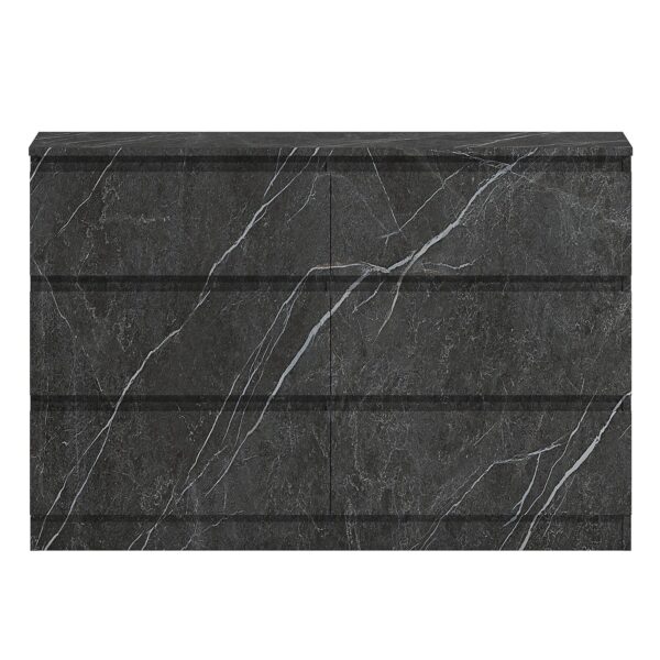 ZITA Grey Marble Effect 6 Drawer Chest - Wide Storage Unit, (L) 40cm x (W) 112cm x (H) 75cm, Stylish Bedroom Storage - Image 4