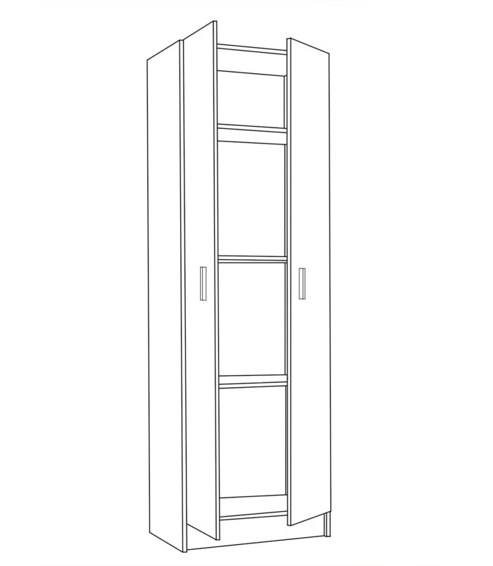 Vita Oak 2 Door 4 Shelf Kitchen Utility Room Cabinet - Modular Cleaning Storage - H: 180cm x W: 59cm x D: 37cm.