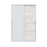 TOP 2 Door Large Modern Sliding Bedroom Wardrobe - White & Light Oak Finish - H: 200cm x W: 120cm x D: 50cm.