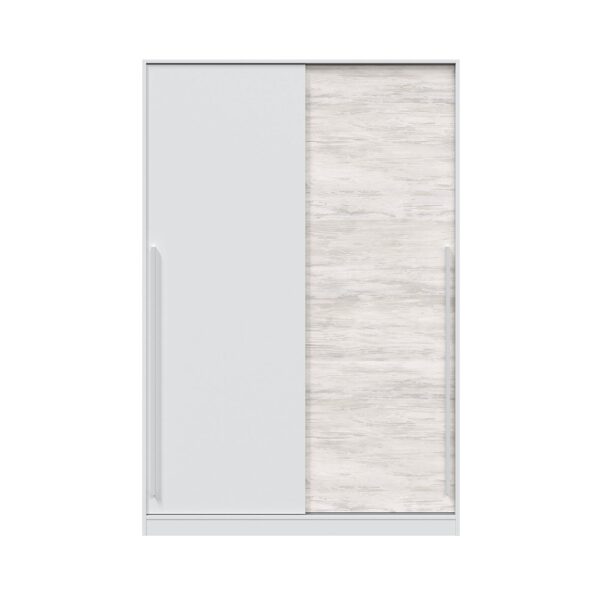 TOP 2 Door Large Modern Sliding Bedroom Wardrobe - White & Light Oak Finish - H: 200cm x W: 120cm x D: 50cm.