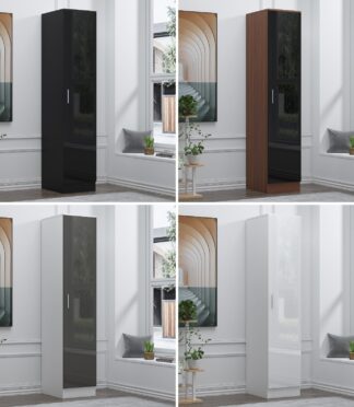 REFLECT Gloss Bedroom Furniture 1 Door Plain Wardrobe - 4 Colour Options