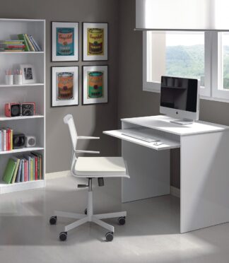 LEO White Computer Desk - Modern Space-Saving Workstation for Home Office or Student Room - H: 79cm x W: 90cm x D: 54cm