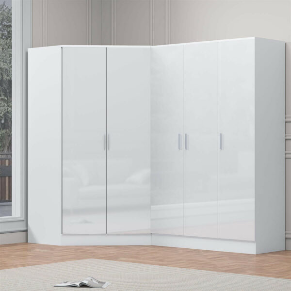 REFLECT Gloss 5 Door Corner Wardrobe Bundle Inc Corner + 3 Door Wardrobe Set - Image 30