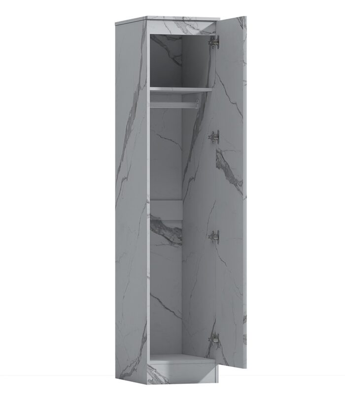 ZITA White Marble Effect 2 Piece Wardrobe Set - 2 Door and 1 Door, Spacious Bedroom Storage Solutions.