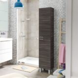 Baltic Grey Ash Wood Effect Tall 2 Door Bathroom Storage Cabinet, Organiser for Toiletries & Towels - H: 182cm x W: 30cm x D: 25cm.