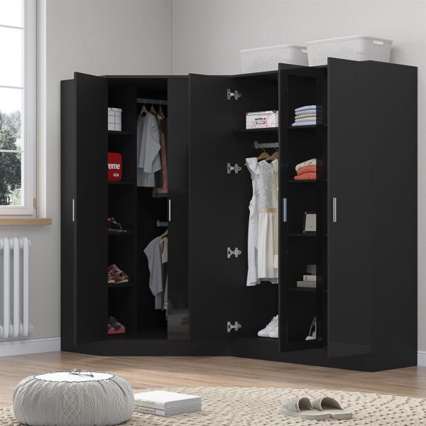 REFLECT Gloss 5 Door Wardrobe Bundle - 2 Door Corner + 3 Door Mirror Bedroom Set - Image 13