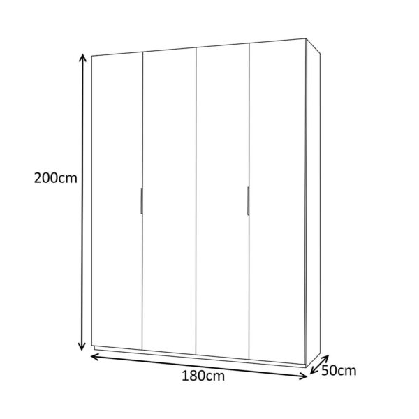 MAX 180cm Wide Satin White Wardrobe 4 Door Storage Unit.