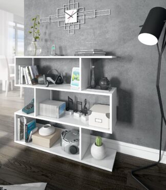 3 Tier Open Low Wide Storage Unit with Compartments, Freestanding Display Bookshelf for Living Room, Kids Playroom & Study - White.