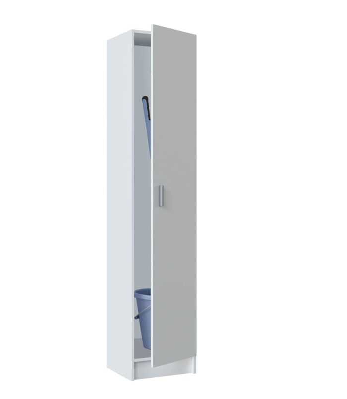 VITA White Utility Storage Cupboard - 1 Door Cabinet with 3 Shelves - Modular Storage for Kitchen or Utility Room.