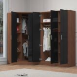 2 door corner and 2 door wardrobe black walnut