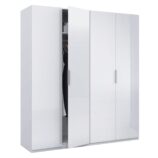 MAX 180cm Wide Satin White Wardrobe 4 Door Storage Unit.