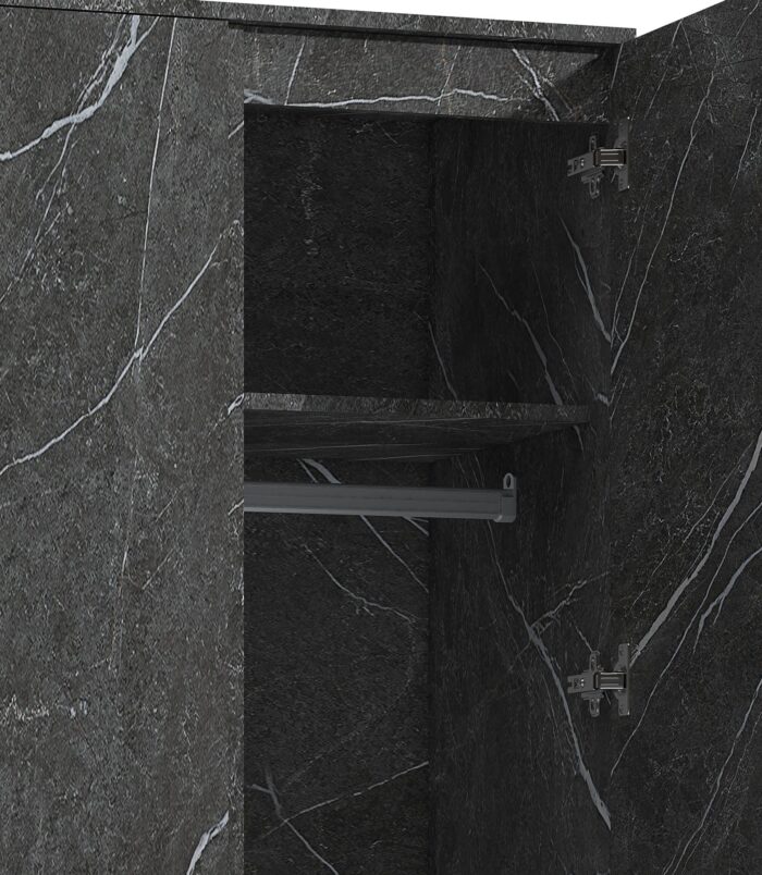 ZITA Grey Marble Effect 2 Piece Wardrobe Bundle - 2 x 2-Door Wardrobes, (L) 50cm x (W) 76cm x (H) 180cm.
