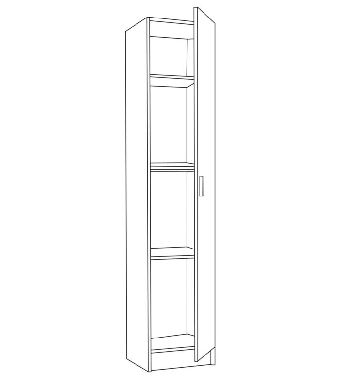 VITA Oak Utility Storage Cupboard - 1 Door Cabinet with 3 Shelves - Modular Storage for Kitchen or Utility Room.