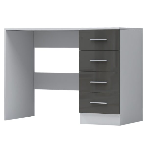 Reflect 4 Drawer Desk - Grey Gloss & Matt White - Modern Bedroom Storage for Vanity, Work or Study - H: 72cm x W: 99cm x D: 39.5cm - Image 3