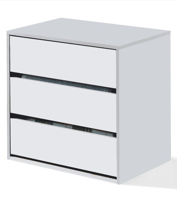 MAX Wardrobe 4 Door White 180cm + ARC 3 Drawer Internal Chest Storage Set.