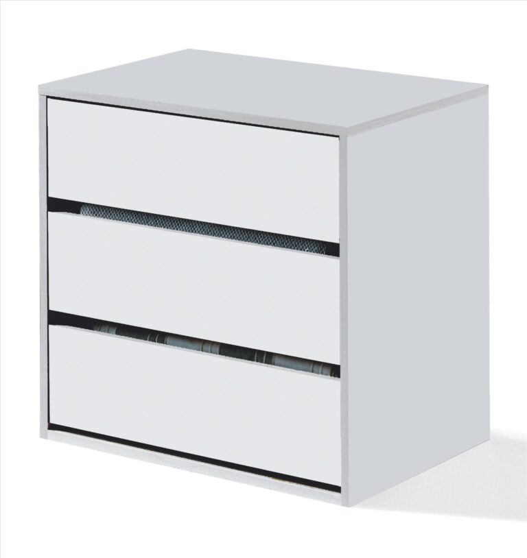 MAX Wardrobe 4 Door White 180cm + ARC 3 Drawer Internal Chest Storage Set.