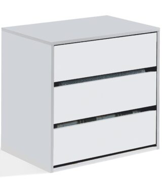 ARC Compact 3 Drawer Storage Chest White, Internal Storage 57x60x44cm.