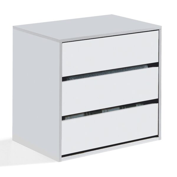 ARC Compact 3 Drawer Storage Chest White, Internal Storage 57x60x44cm.