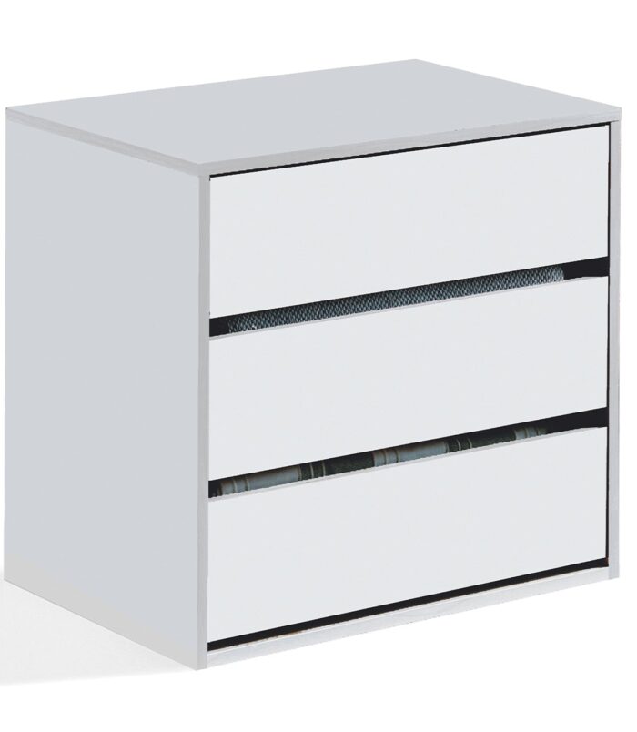 ARC Compact 3 Drawer Storage Chest White, Internal Storage 57x60x44cm.