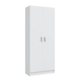BALTIC Tall White Bathroom Storage Cabinet with 2 Doors- Slim Reversible Design.