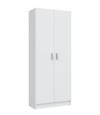 BALTIC Tall White Bathroom Storage Cabinet with 2 Doors- Slim Reversible Design.
