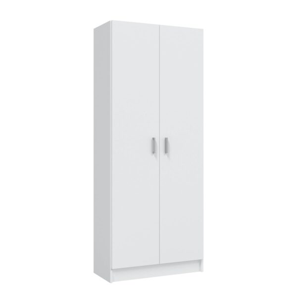 BALTIC Tall White Bathroom Storage Cabinet with 2 Doors- Slim Reversible Design.