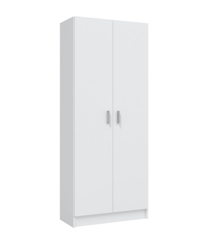 BALTIC Tall White Bathroom Storage Cabinet with 2 Doors- Slim Reversible Design.
