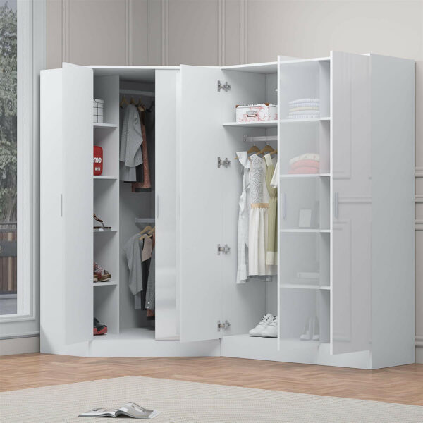 REFLECT Gloss 5 Door Corner Wardrobe Bundle Inc Corner + 3 Door Wardrobe Set - Image 31